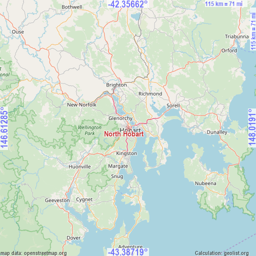North Hobart on map
