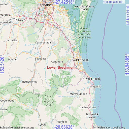 Lower Beechmont on map