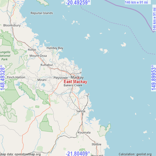 East Mackay on map