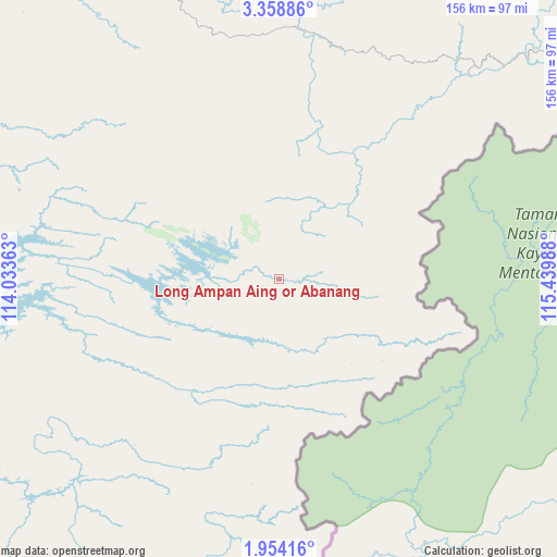 Long Ampan Aing or Abanang on map