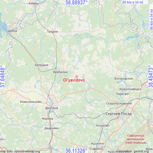 Ol'yavidovo on map