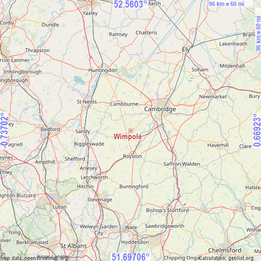 Wimpole on map