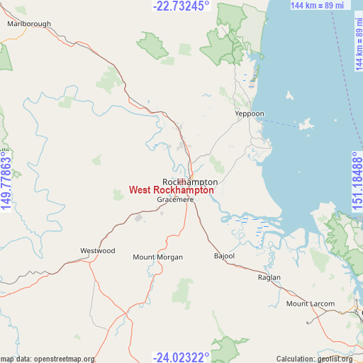 West Rockhampton on map