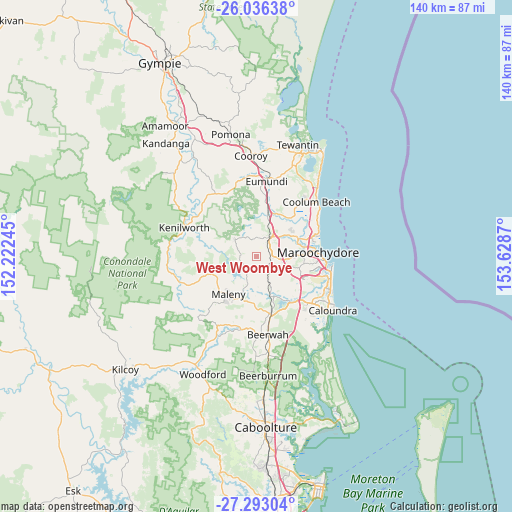 West Woombye on map