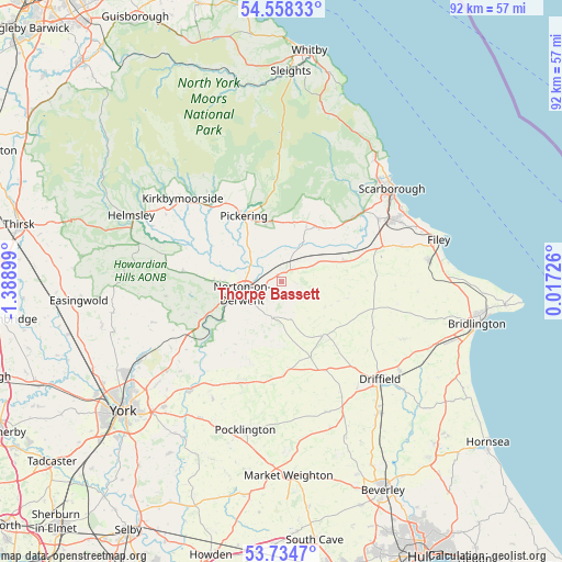 Thorpe Bassett on map