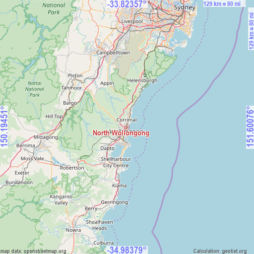 North Wollongong on map
