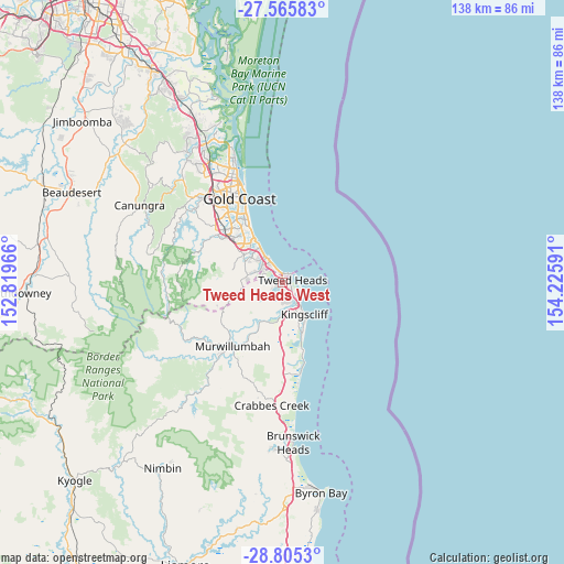 Tweed Heads West on map