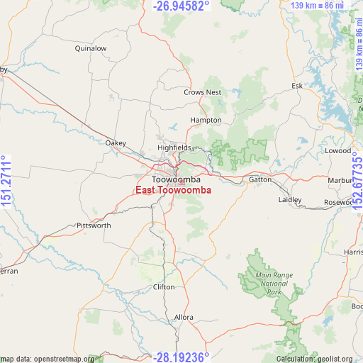 East Toowoomba on map