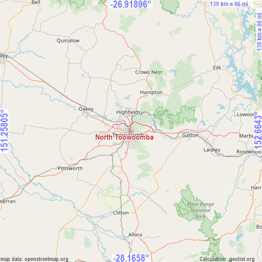 North Toowoomba on map