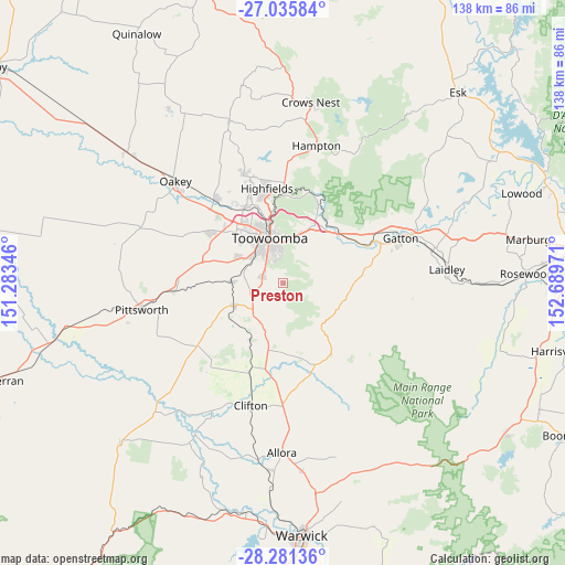 Preston on map