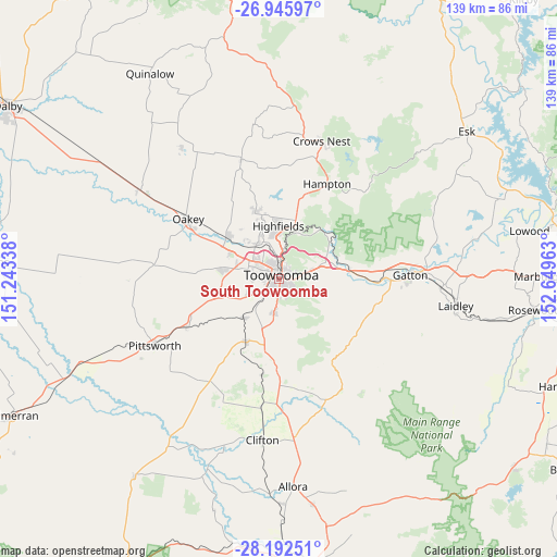 South Toowoomba on map