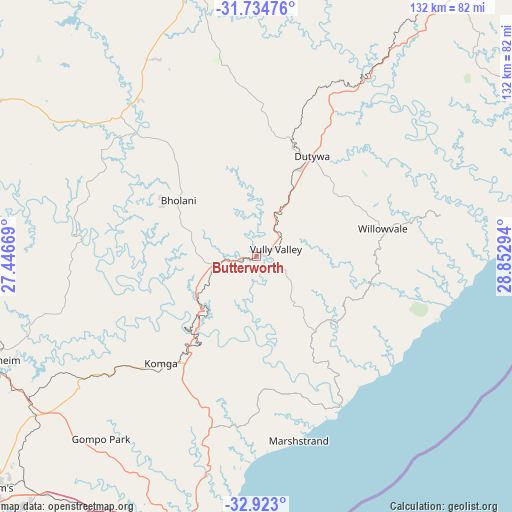 Butterworth on map