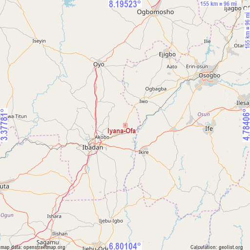 Iyana-Ofa on map