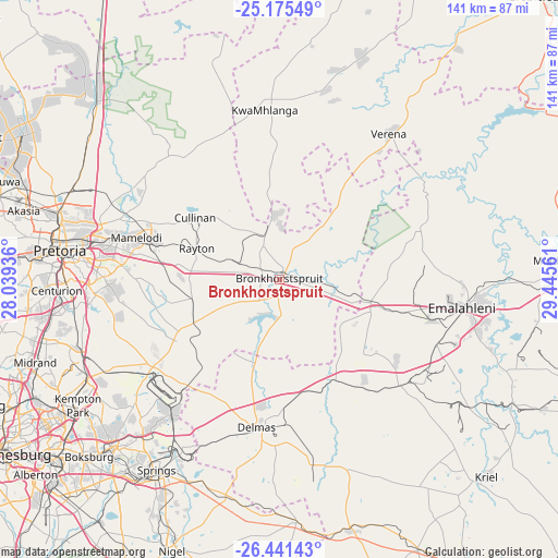 Bronkhorstspruit on map