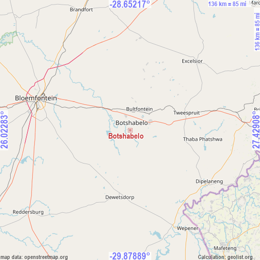 Botshabelo on map