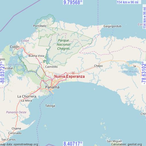 Nueva Esperanza on map