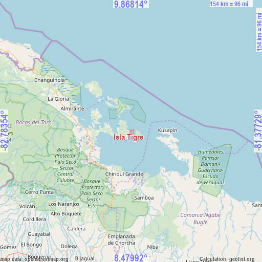 Isla Tigre on map