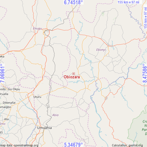 Obiozara on map