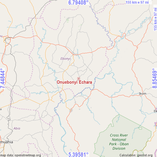 Onuebonyi Echara on map