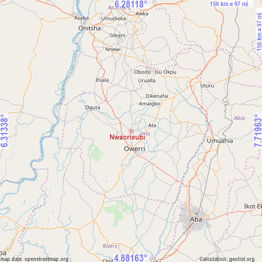 Nwaorieubi on map