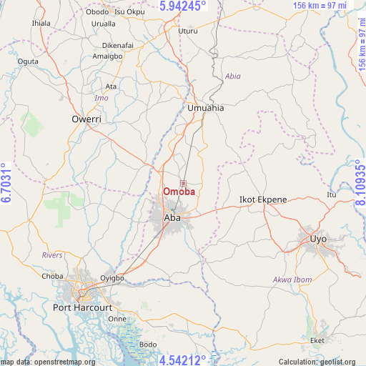 Omoba on map