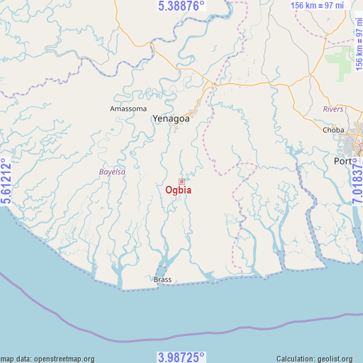 Ogbia on map