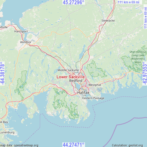 Lower Sackville on map
