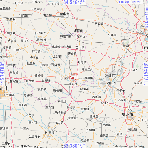 Yanji on map