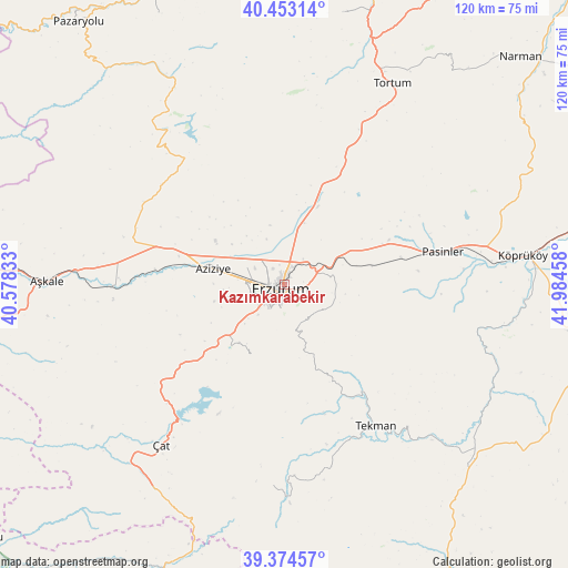 Kazımkarabekir on map