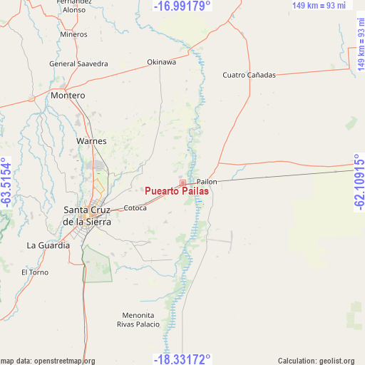 Puearto Pailas on map