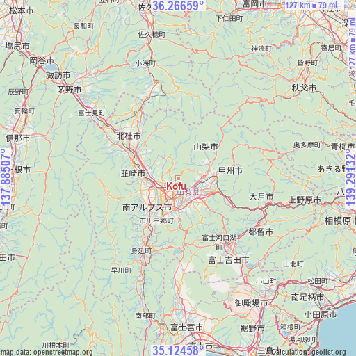 Kofu on map