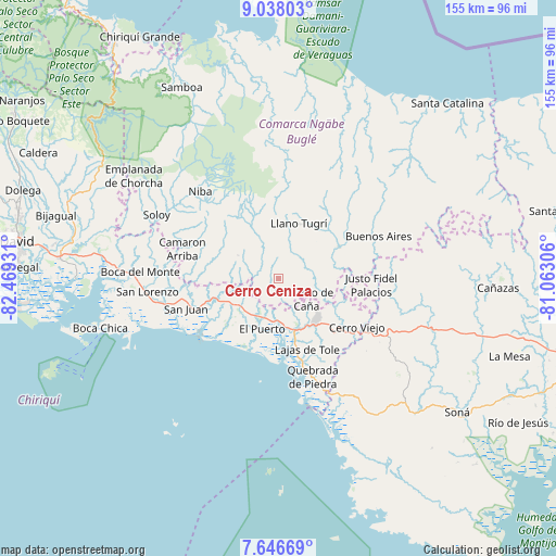 Cerro Ceniza on map