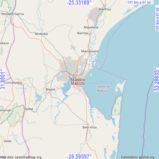 Maputo on map