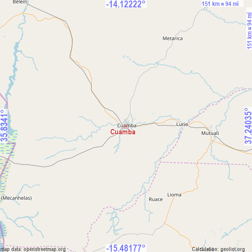 Cuamba on map