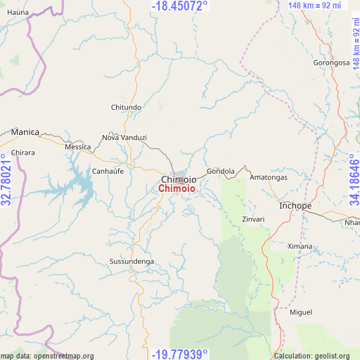 Chimoio on map