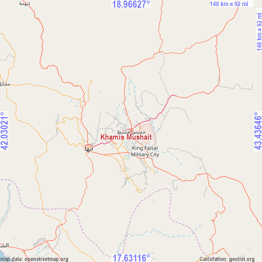 Khamis Mushait on map