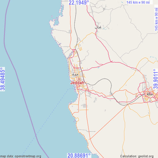 Jeddah on map