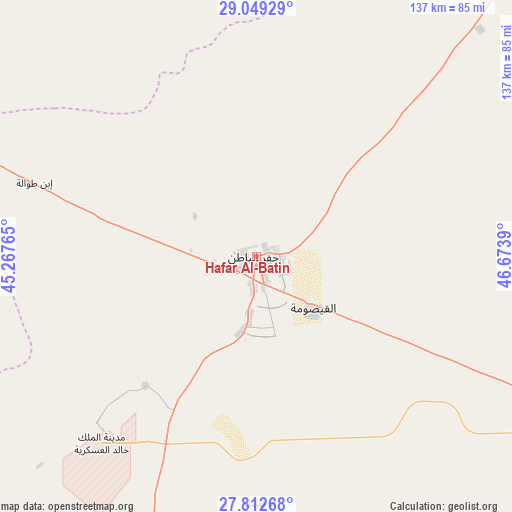 Hafar Al-Batin on map