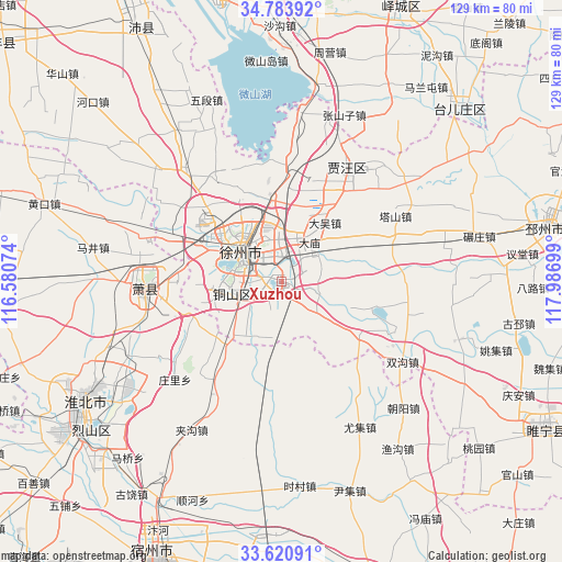 Xuzhou on map