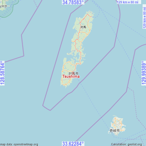 Tsushima on map