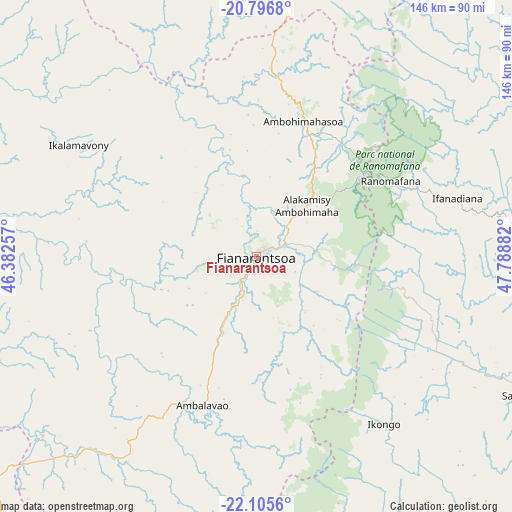 Fianarantsoa on map