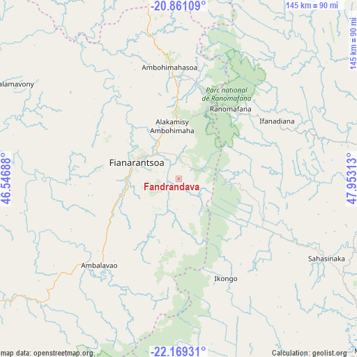 Fandrandava on map