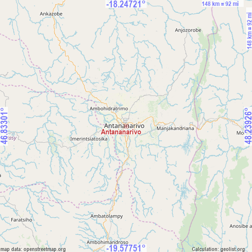 Antananarivo on map
