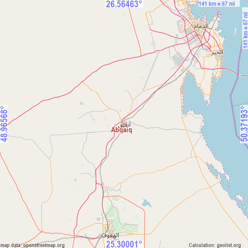 Abqaiq on map