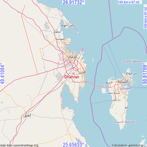 Dhahran on map