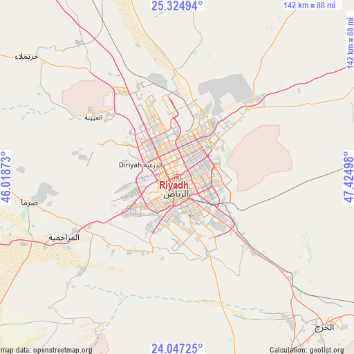 Riyadh on map