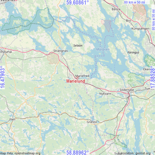 Marielund on map