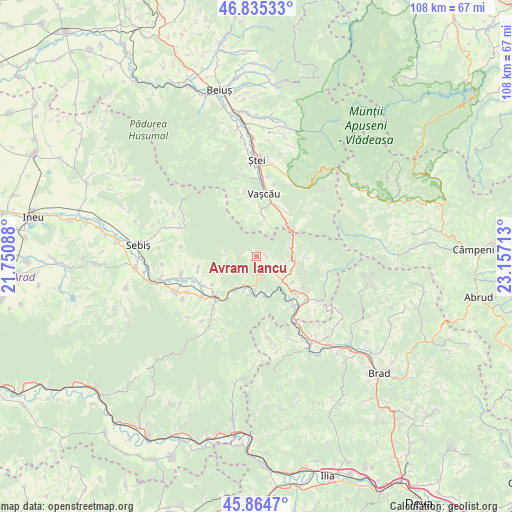 Avram Iancu on map