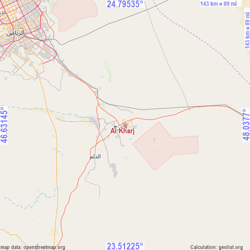Al Kharj on map