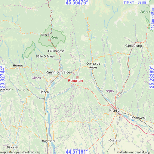 Poienari on map